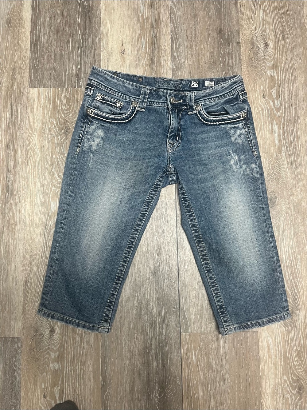 Miss Me Washed Blue Cropped Denim Jeans